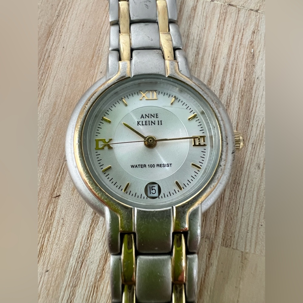 Vintage Anne Klein II ladies two tone dress watch NEW BATTERY